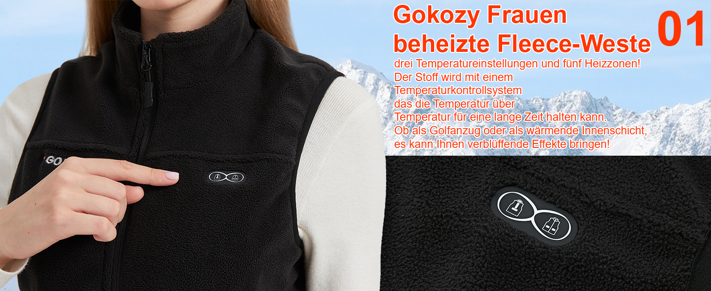 Зігріваючий жилет Gokozy для жінок з акумулятором, легка термокуртка з 5 зонами підігріву, чорний, розмір L