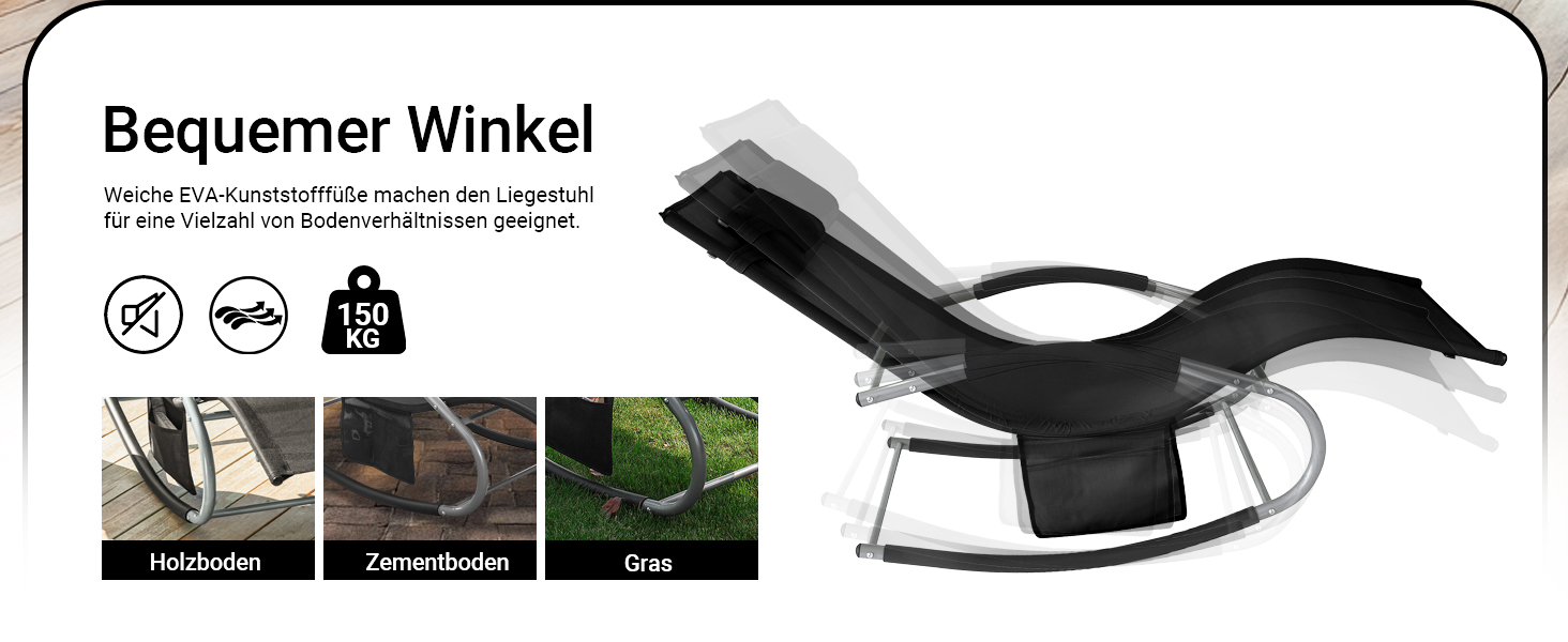 Шезлонг SoBuy для 2 осіб, чорний, для саду, тераси, балкону, кемпінгу, до 150 кг, з підголовником, стійкий до погодних умов