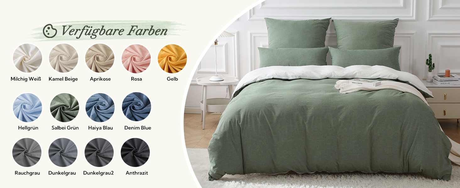 Набір постільної білизни SOULFUL 155x220, бавовна, салатовий, 2 шт. (1x155x220, 1x80x80)