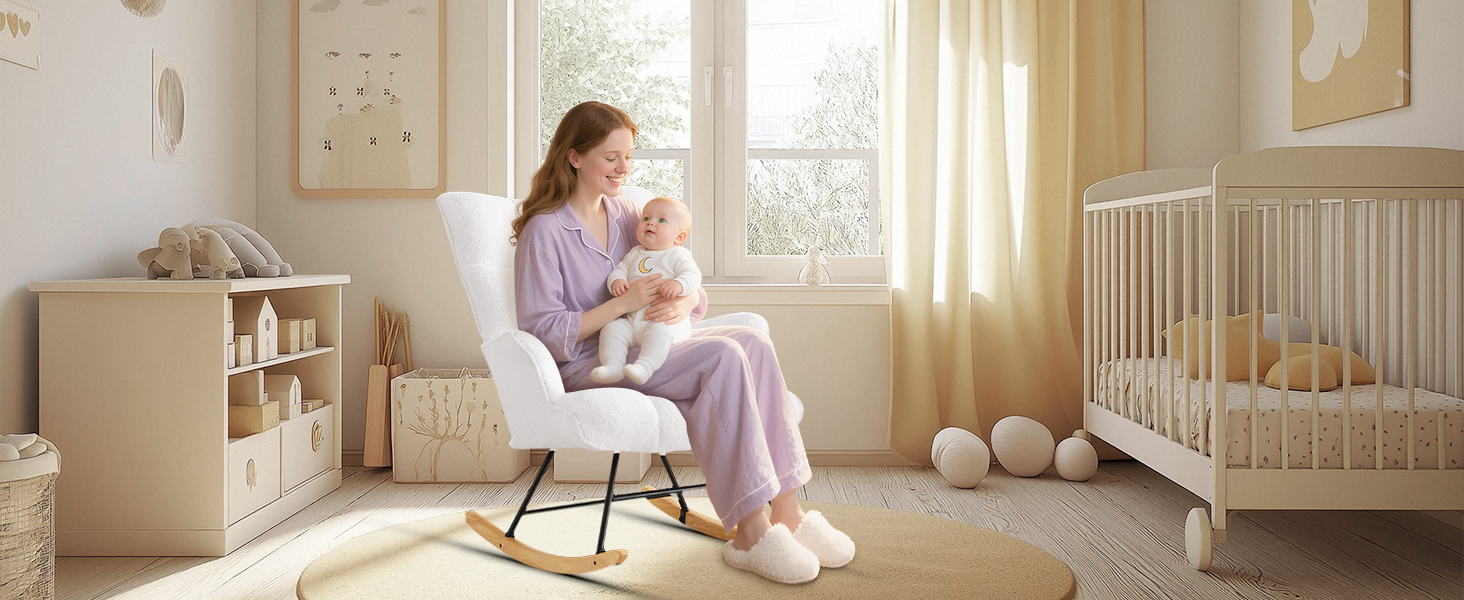 Крісло-гойдалка для годування Stillsessel з підлокітниками, біле, до 136 кг