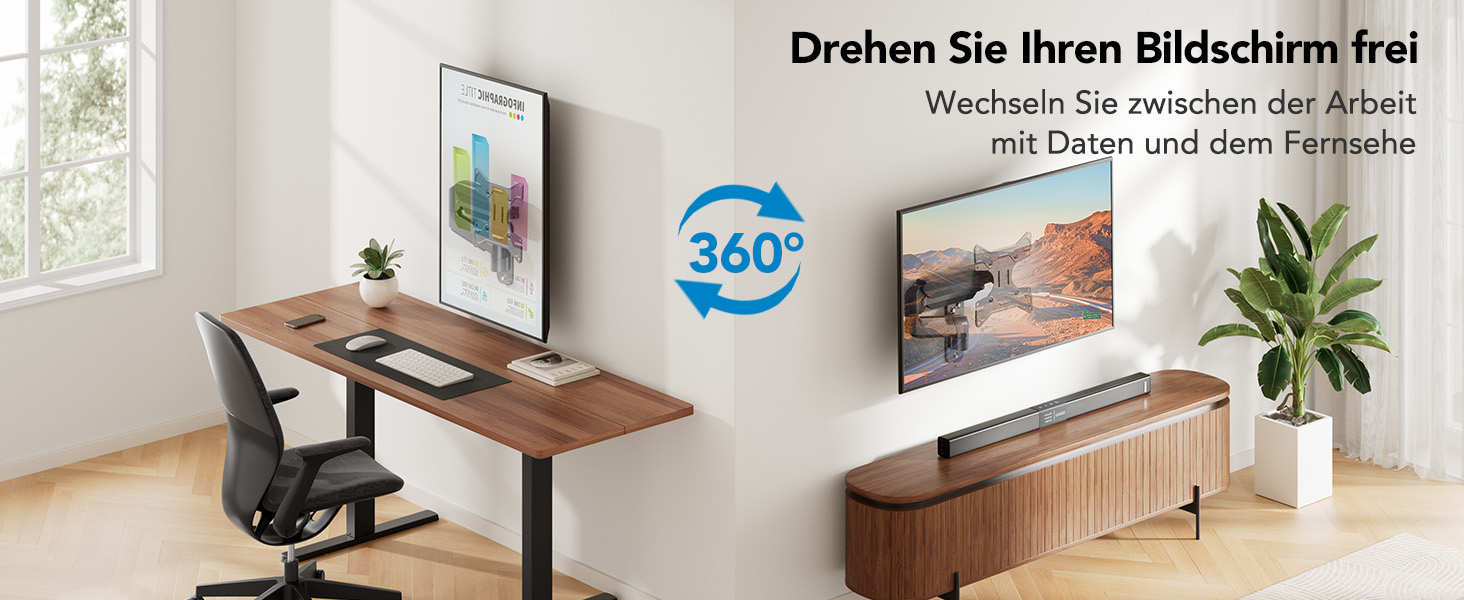Кріплення для монітора HUANUO, 17-35 дюймів, LED/LCD/TV, VESA 75/100/200mm, регульоване, поворотне, з газовою пружиною