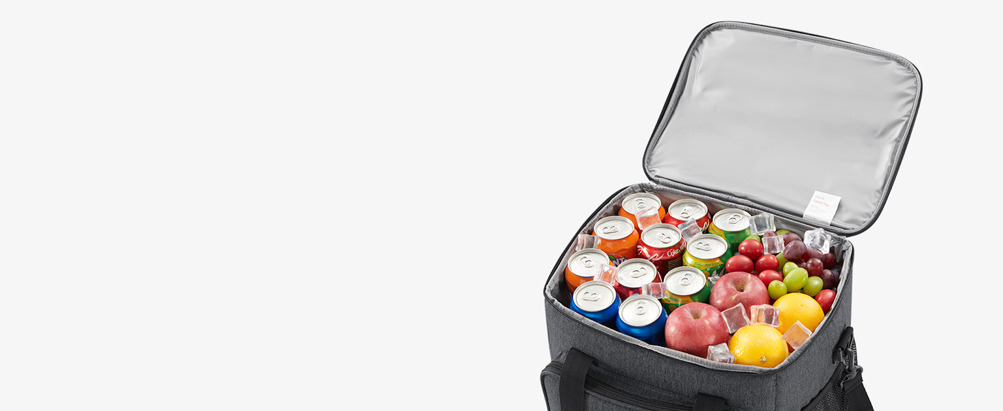 Термосумка-холодильник Lifewit 24л сіра, ізольована сумка-ланчбокс для пікніка, роботи, пляжу та подорожей. Складана, водонепроникна сумка-холодильник через плече.