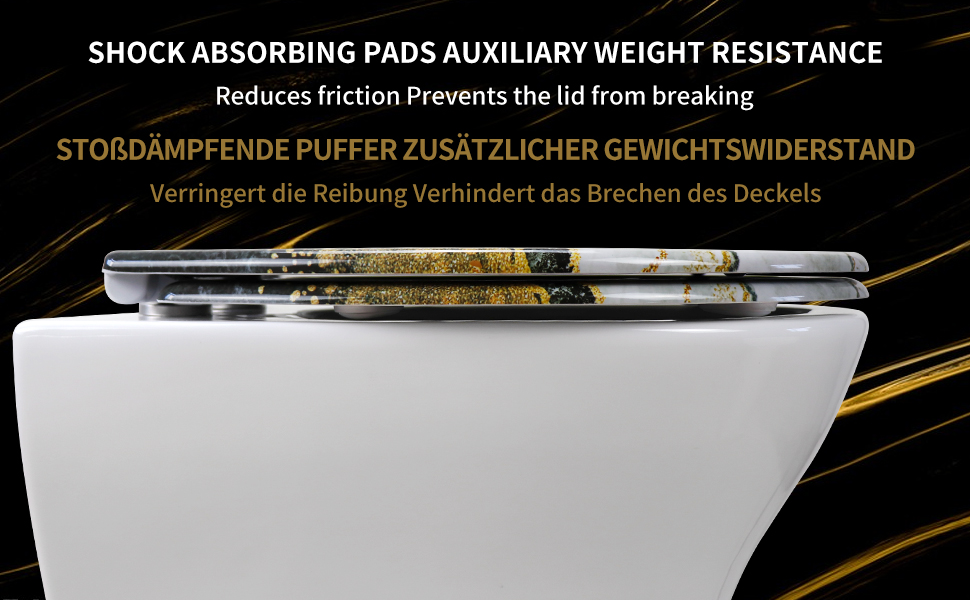 Кришка для унітазу з автоматичним опусканням, з мотивом, з функцією швидкого зняття, кріплення зверху, з Duroplast (UF81950) A Marmor