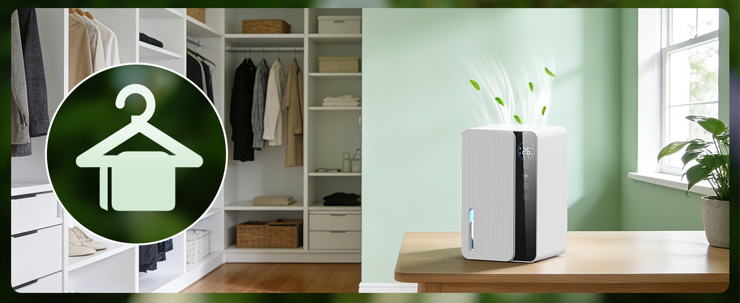 Електричний осушувач повітря 1800 мл, енергозберігаючий, для спальні та ванної кімнати, 22,5W, тихий, з режимом сну, таймером та автовимкненням (550 мл/день)