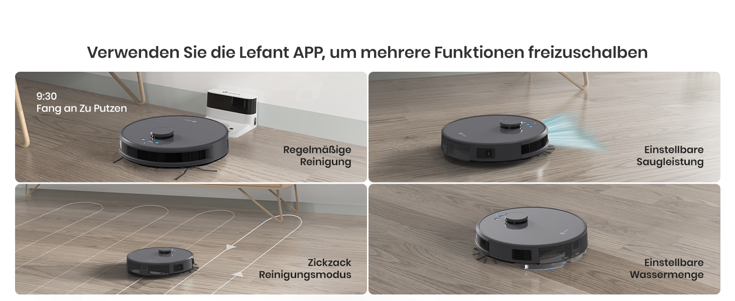 Робот-пилосос LEFANT M1 з функцією миття, 5500Pa, 200хв роботи, мапінг, зони заборони, для шерсті тварин, килимів та твердих підлог
