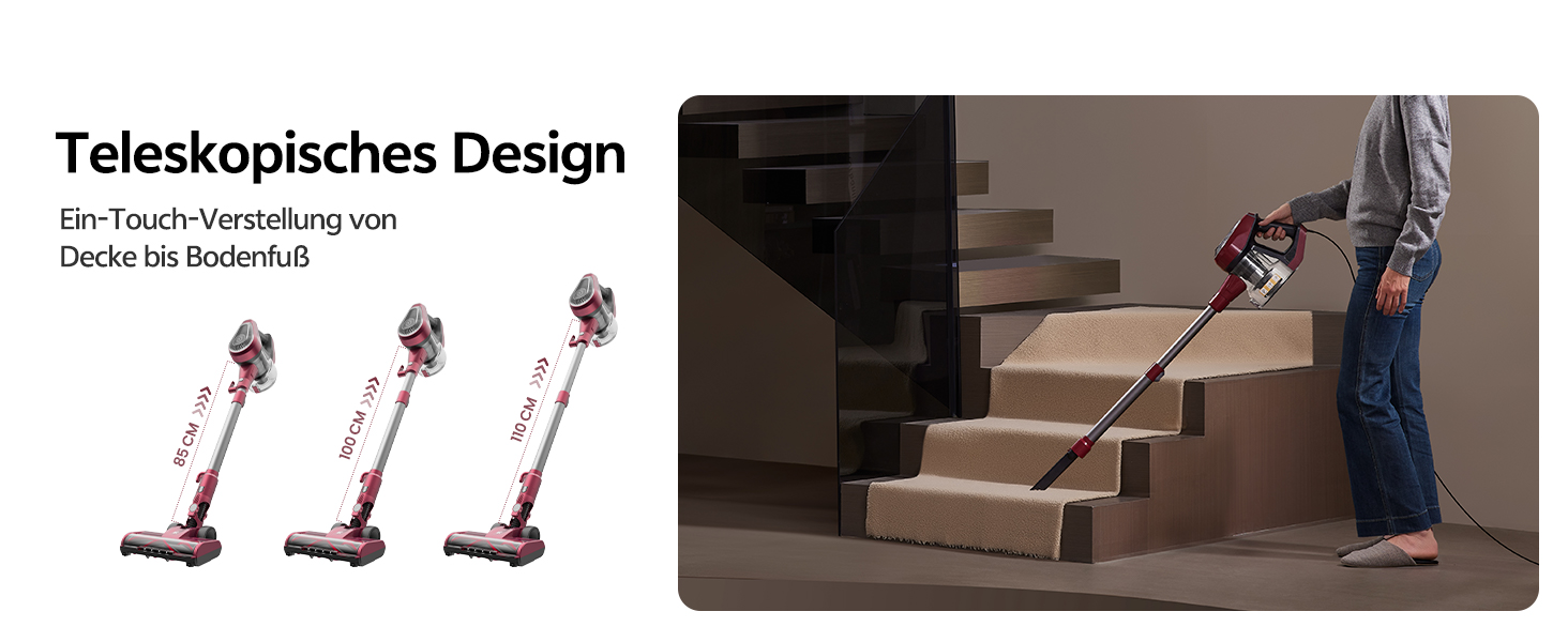 Ручний пилосос Vexilar C8 з кабелем - 600W, 60kPa, 7м кабель, безперешкодна щітка для підлоги, 1.5L безмішковий контейнер для твердих поверхонь, килимів та шерсті тварин