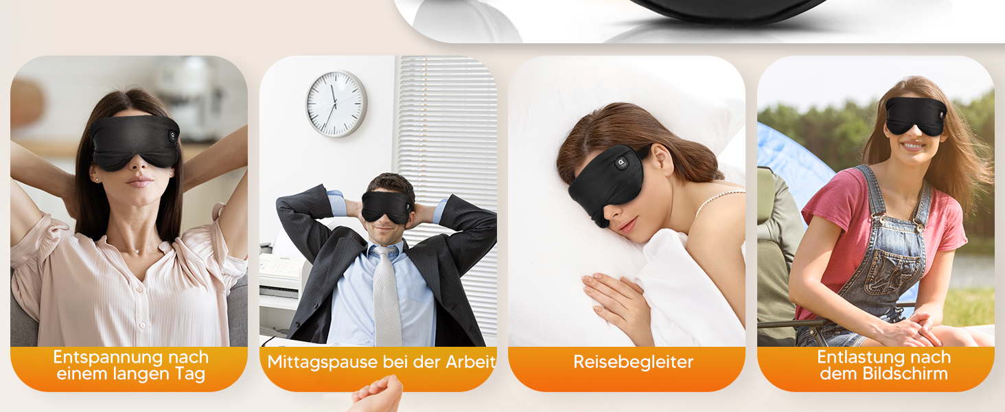 Окуляри-маска для очей Arboleaf з підігрівом: для сухих очей та кращого сну, 3 режими, знімна, для релаксації, чорний колір