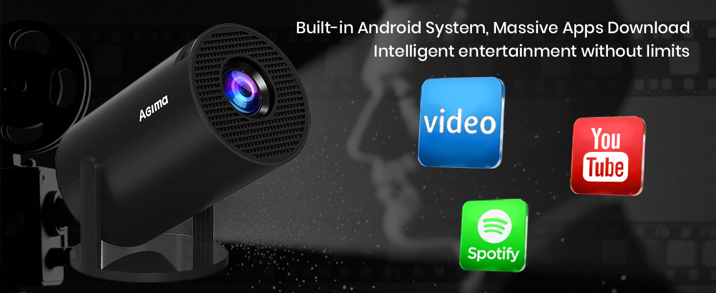 Портативний проєктор Mini Beamer: 1080P, 4K, Android, iOS, WiFi, Bluetooth, 180°