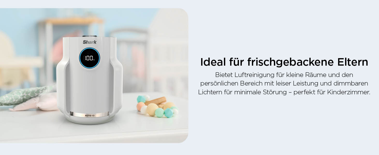 Повітряний фільтр Shark NeverChange HP150EU: для кімнат до 60 м², HEPA-фільтр на 5 років, уловлює 99,97% алергенів, авто-режим, тиха робота, LED-дисплей, білий