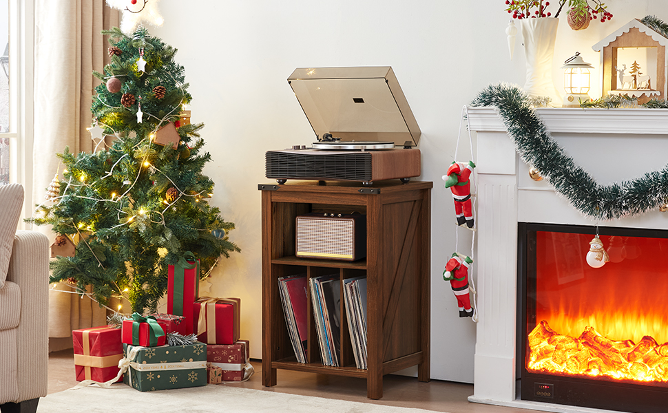 Підставка для програвача вінілу з полицями для платівок, дерев'яна, на 160 альбомів, для вітальні, спальні, офісу (колір: коричневий)