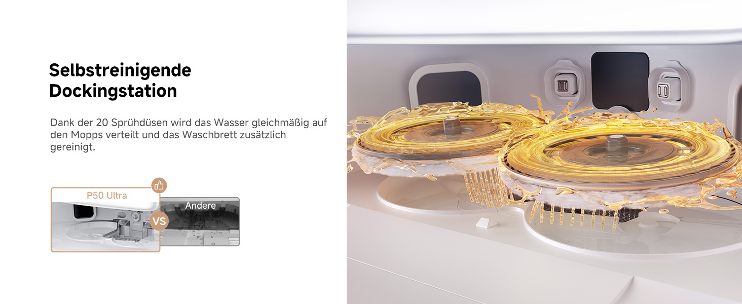 Робот-пилосос Mova P50 Ultra з мокрою прибиранням, 19000 Па, гаряча вода, самоочищення, LDS-навігація, RGB AI, LED-датчики, автоматичне спорожнення та поповнення