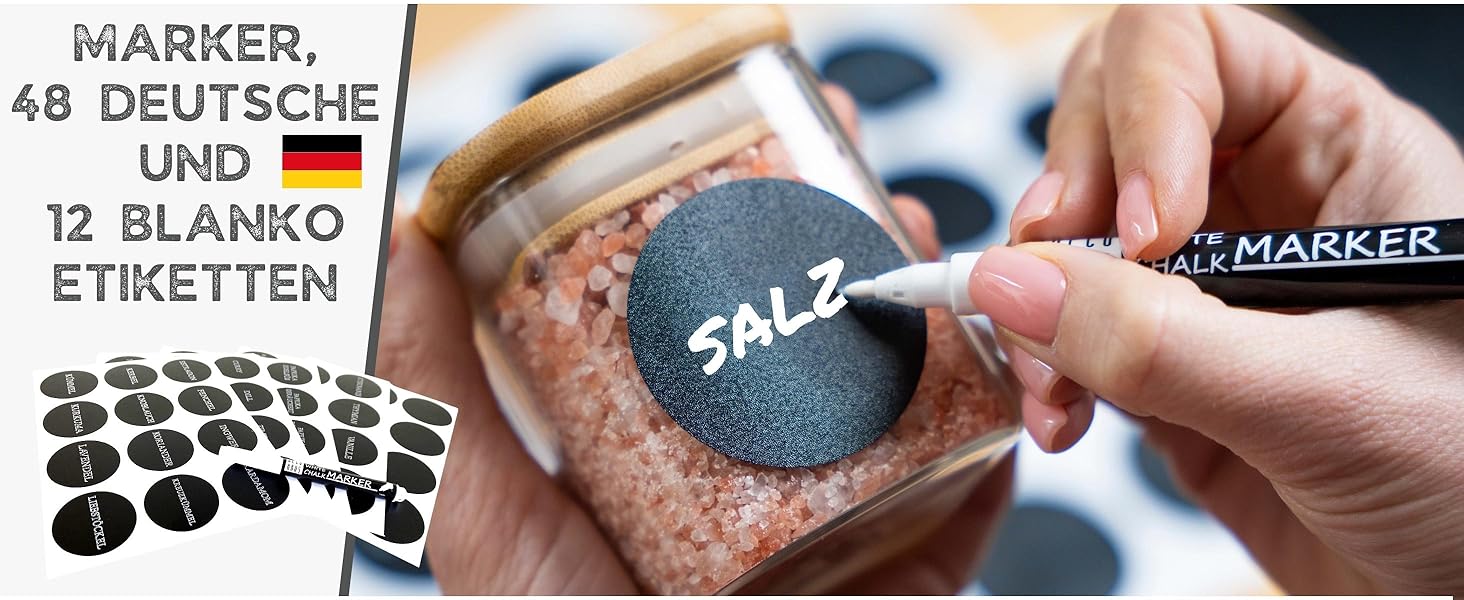 Набір скляних банок для спецій Deco haus® з дерев'яними кришками (10 шт.) - Набір контейнерів для спецій, кухонні баночки, зберігання спецій