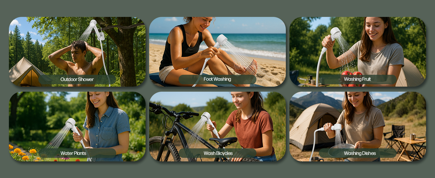 Митрікс Портативна душова система для кемпінгу: 10л/хв, акумулятор 7800mAh, 4 режими, IPX8, для подорожей та автомиття