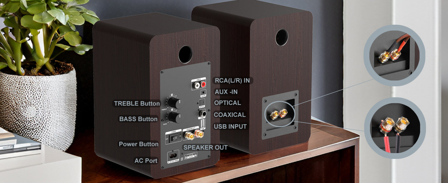 LONPOO LP-42S/LP-42M-BR: Компактні Bluetooth колонки з USB, AUX та виходом на навушники | 30W, 3-дюймовий динамік, дерев'яний корпус