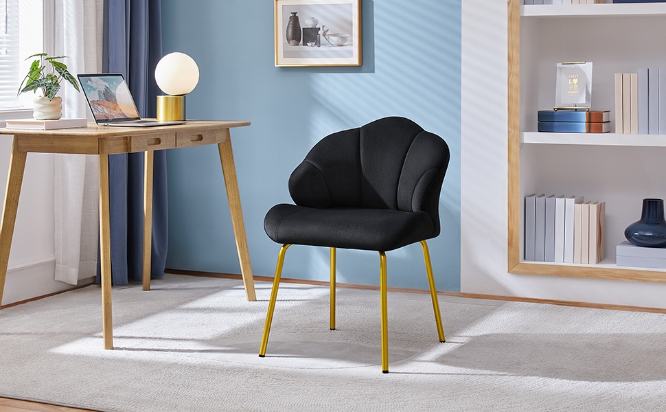 Крісло Yaheetech у формі мушлі, сучасне крісло-вушко, оббивка з поліестеру, для вітальні/туалетного столика/спальні, набір, білий (1), чорний