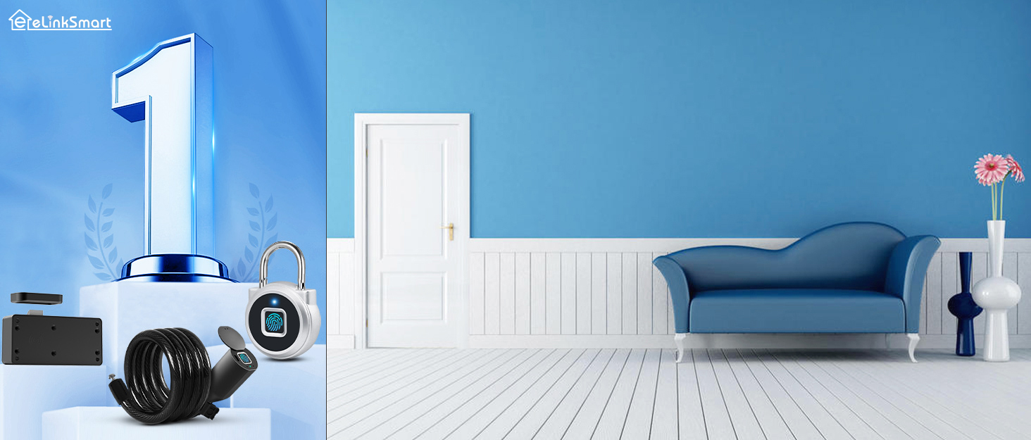 eLinkSmart Замок для дверей з відбитком пальця, RFID-карта, NFC, Smart-ручка, цифровий, без ключа, з клавіатурою, режим приватності для спальні, eSmartLock App, чорний