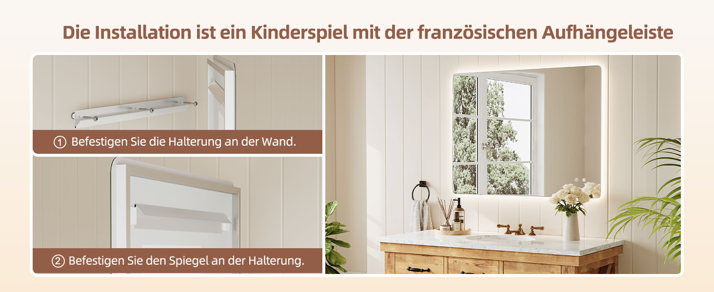 Дзеркало для ванної кімнати з LED підсвічуванням Dripex, сенсорне керування, регулювання яскравості, 3 кольори світла, антизапар, 80x80 см