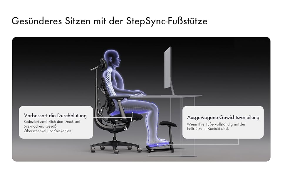 Підставка для ніг Libernovo StepSync під стіл - ергономічна, регульована, для кращого кровообігу, мос-зелений