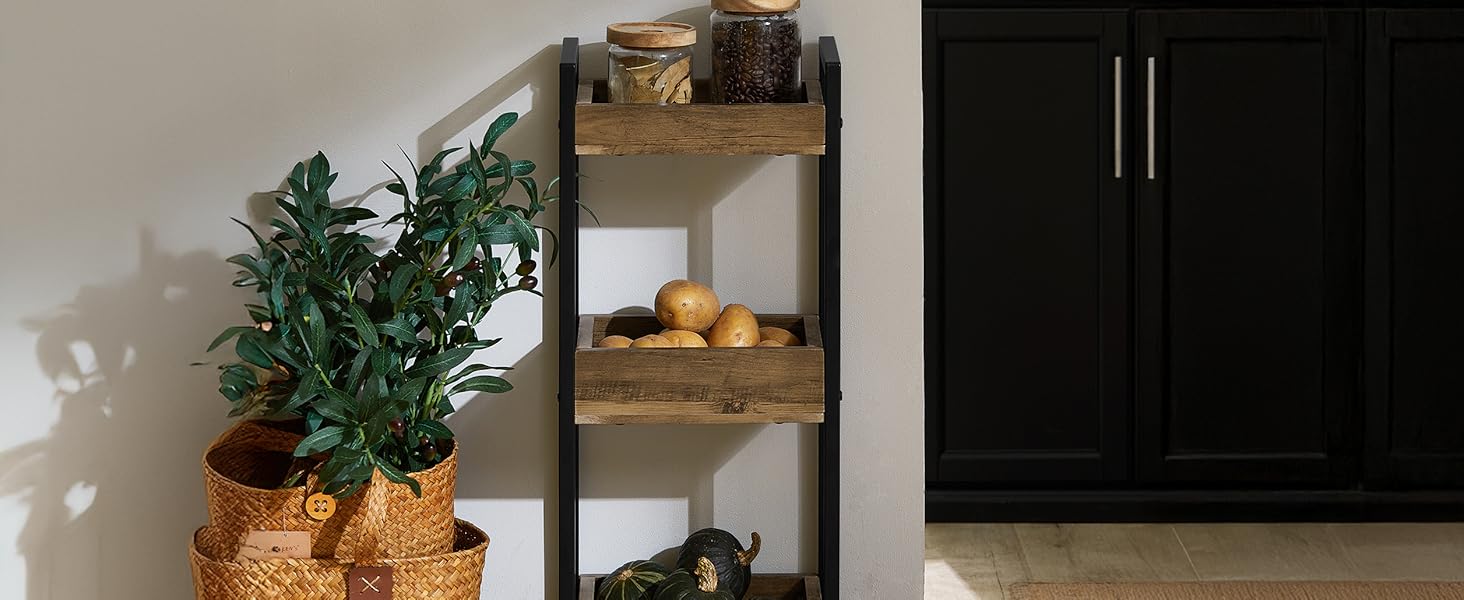 Тумбочка для ванної кімнати SoBuy з 3 міцними полицями, вузька шафа з МДФ, комод для ванної кімнати, витримує до 30 кг, полиця для ванної кімнати в дерев'яних тонах, для маленьких ванних кімнат 28x20x74 см, вінтажний стиль FRG226-F