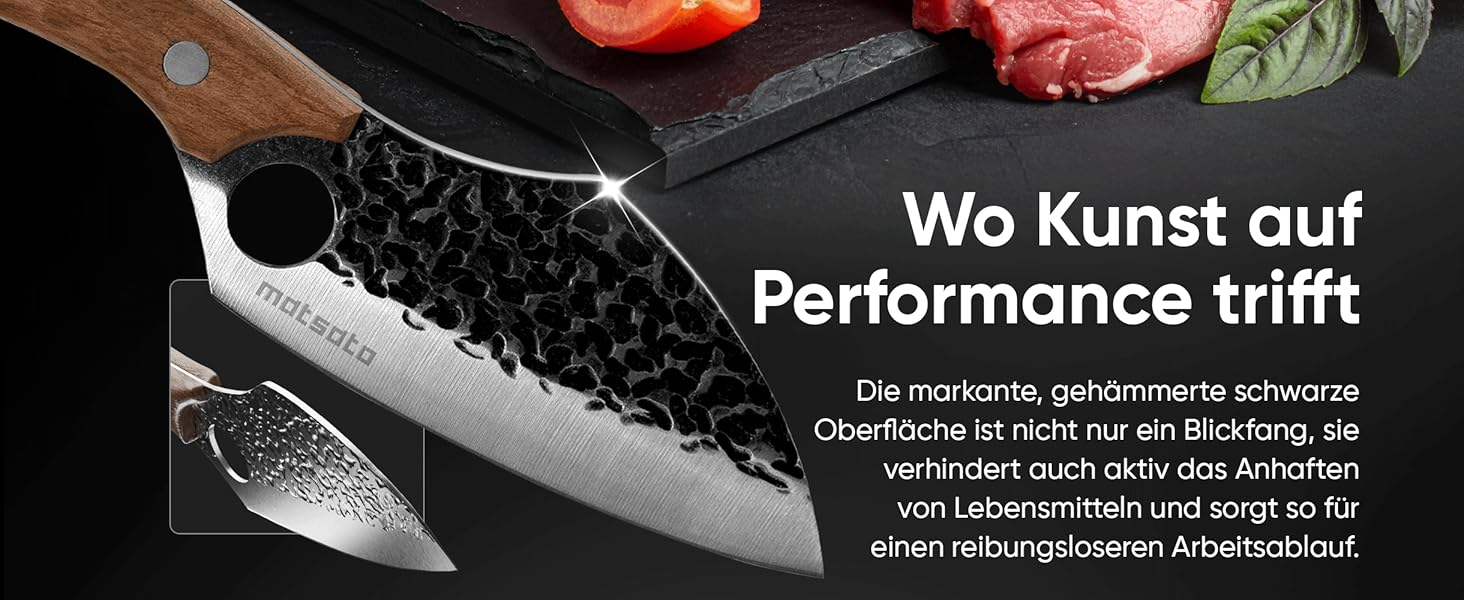 Японський ніж кухарський Matsato Damast з отвором для пальця, з дамаської сталі, універсальний для м'яса, овочів та риби, гострий та довговічний