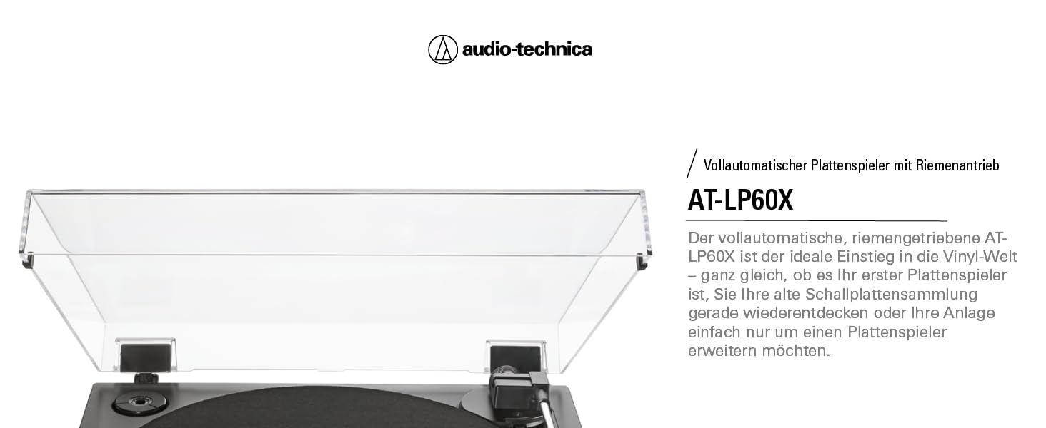 Програвач вінілу Audio-Technica LP60XBTBK з Bluetooth, автоматичний, ремінний привід, чорний, аналоговий стерео