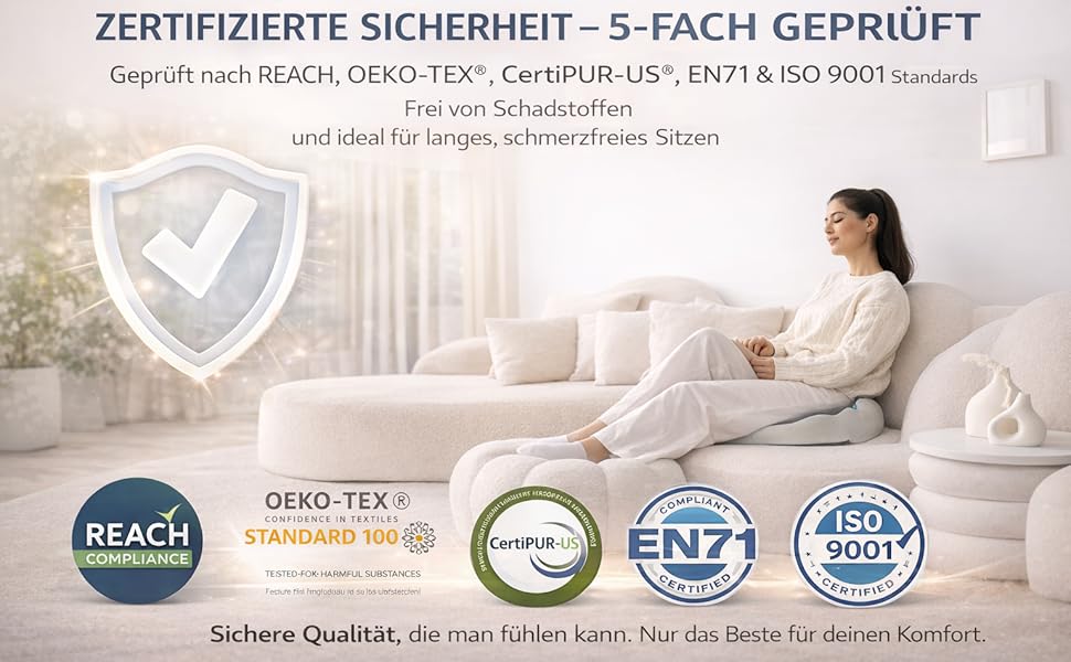 Подушка для сидіння XXL 52 см з піни Memory Foam високої щільності – для офісу, авто, геймінгу та дому. Ефективна підтримка спини та куприка.