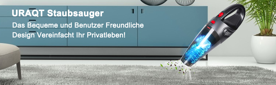 Акумуляторний ручний пилосос URAQT, легкий акумуляторний автомобільний пилосос 4 в 1 8500PA 120 Вт Зарядка за допомогою USB з фільтром, який можна мити Сильне всмоктування Ідеально підходить для дому, офісу, автомобіля, кухні, гладкості