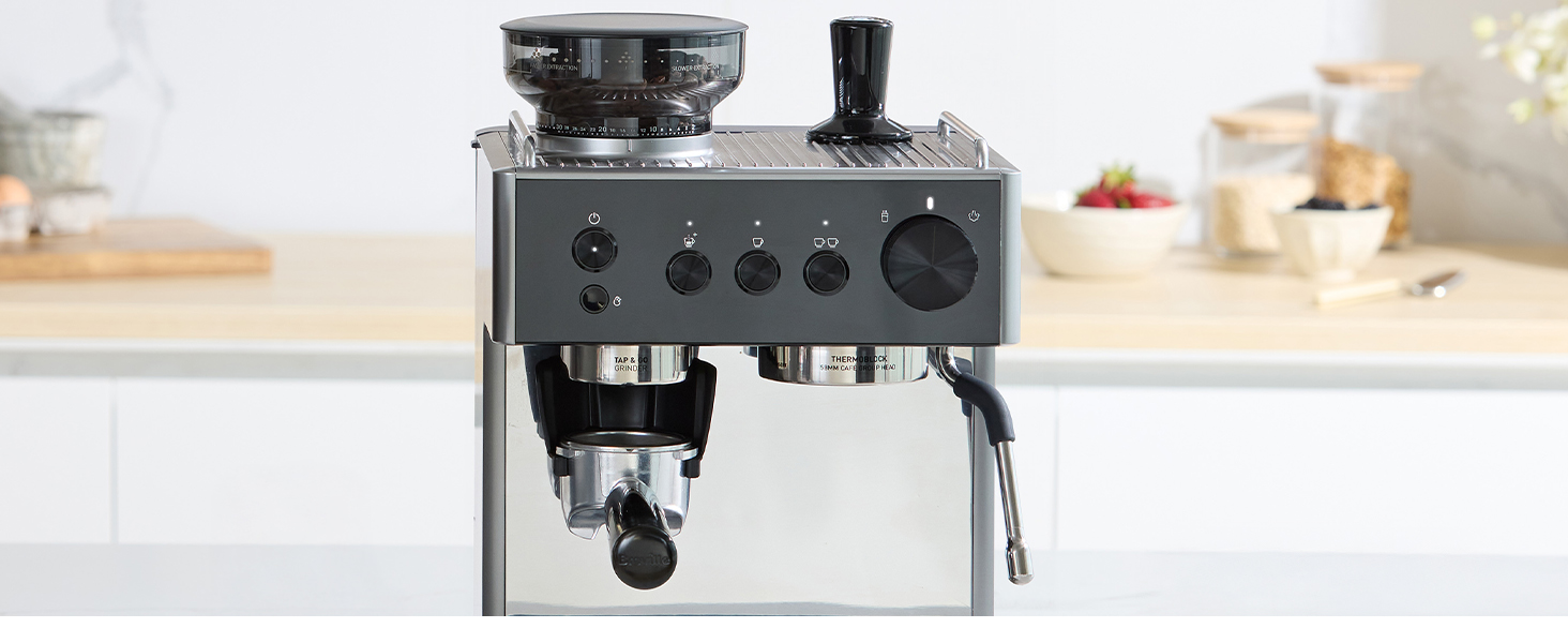 Кавомашина Breville Barista Slimline VCF185X: еспресо, капучино, лате - срібляста, з вбудованим капучинатором, 15 бар