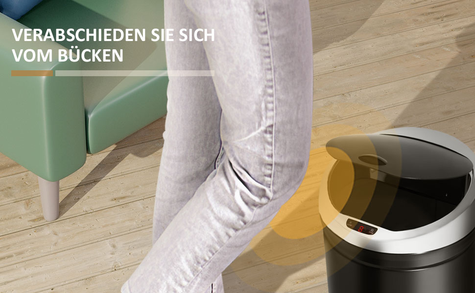 Сміттєве відро Ribelli з датчиком - автоматичне відкривання/закривання, 50 літрів, чорний