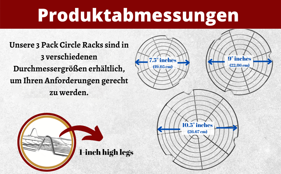 Кухонні приналежності, 3 упаковки, решітка для торта з нержавіючої сталі, 7,5, 9 і 10,5 дюймів, решітка для охолодження, решітка для торта, решітка з дротяної сітки для круглих тортів