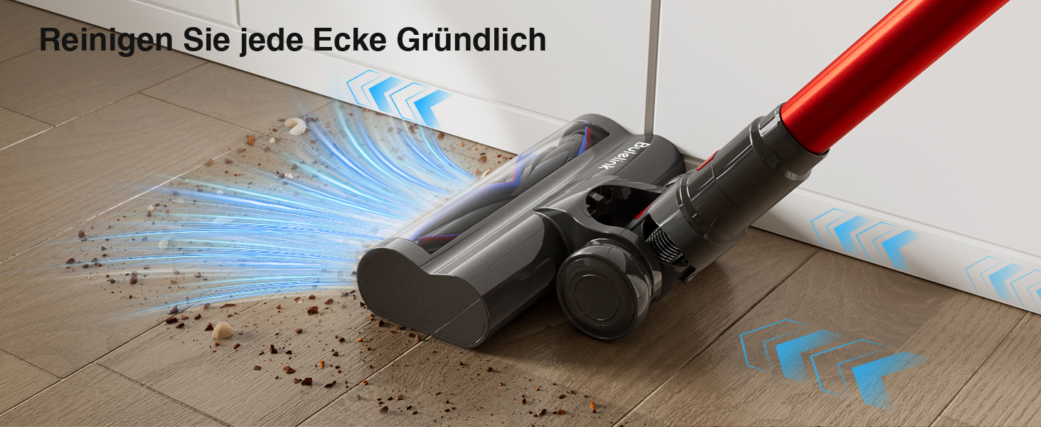 Бездротовий акумуляторний пилосос 45000Pa/550W/65хв, об'єм 1,6л з дисплеєм, антизаплутана щітка, самостійна підставка, док-станція на стіну, 8-шарова фільтрація, тиха робота, для шерсті тварин/килимів/твердих поверхонь/автомобіля (Червоний)