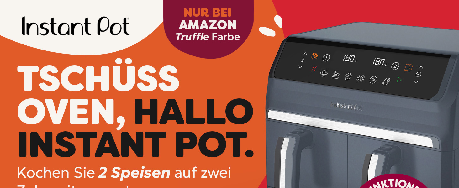 Фритюрниця повітряна Instant Pot Vortex Compact Trüffel Grau 5 л, сіра, 4-в-1: смаження, сушка, випікання, розігрів, антипригарне покриття, легко мити, для сім'ї