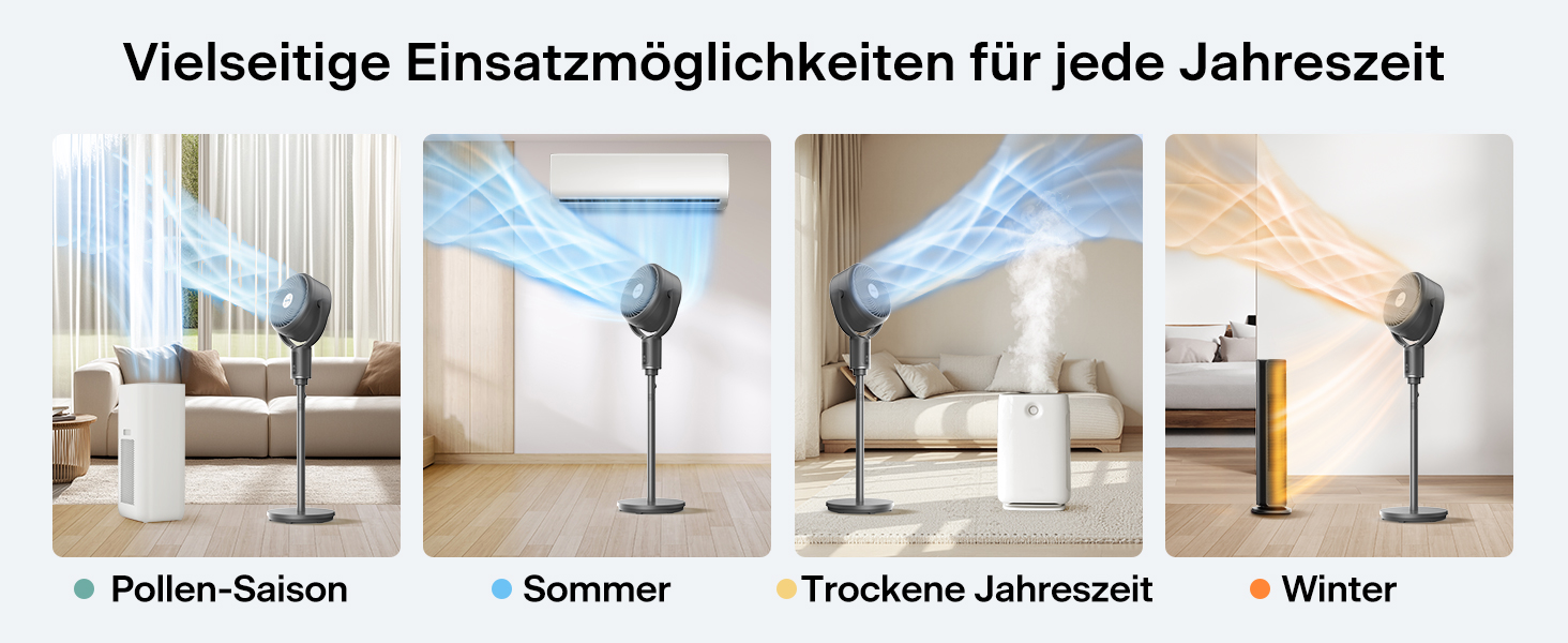 PELONIS вентилятор підлоговий Smart з осциляцією, DC мотор, 9 швидкостей, 26dB, регулювання висоти 36-110см, 9H