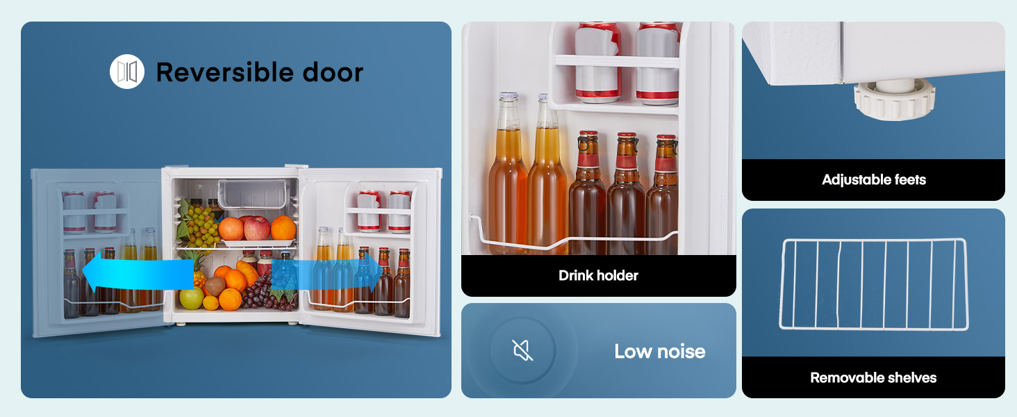 Міні-холодильник E 46L з морозильною камерою, енергоощадний, регулювання температури, білий