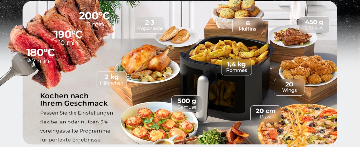 Фритюрниця Balter Airfryer HL-551T 5.5 л, чорна: 12 програм, 100 рецептів, з вікном