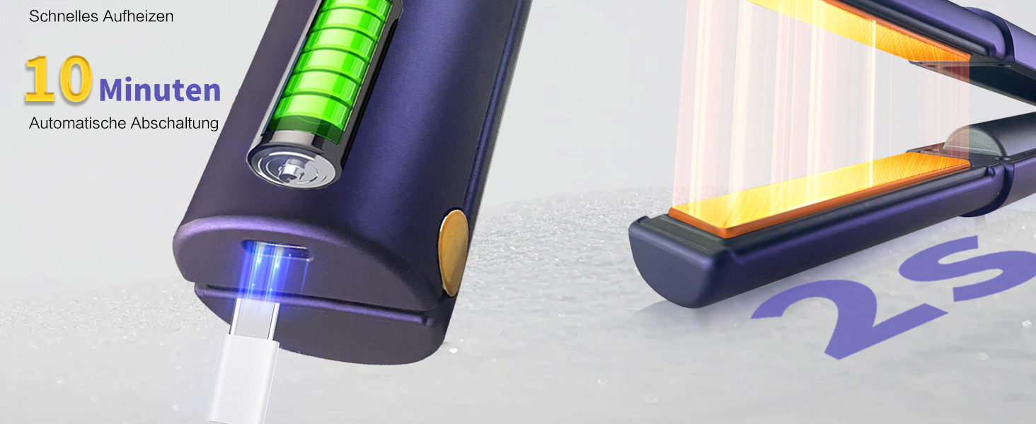 Бездротовий випрямляч для волосся Titan 2-в-1 з акумулятором 5000mAh (щипці-випрямляч, локони) блакитного кольору для всіх типів волосся