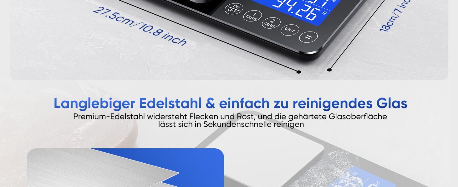 Цифрова кухонна вага 15 кг / 0,01 г, високоточна вага з двома дисплеями, функцією підсумовування та тарування, 7 одиниць вимірювання, для приготування їжі та випічки, з батарейками K600H