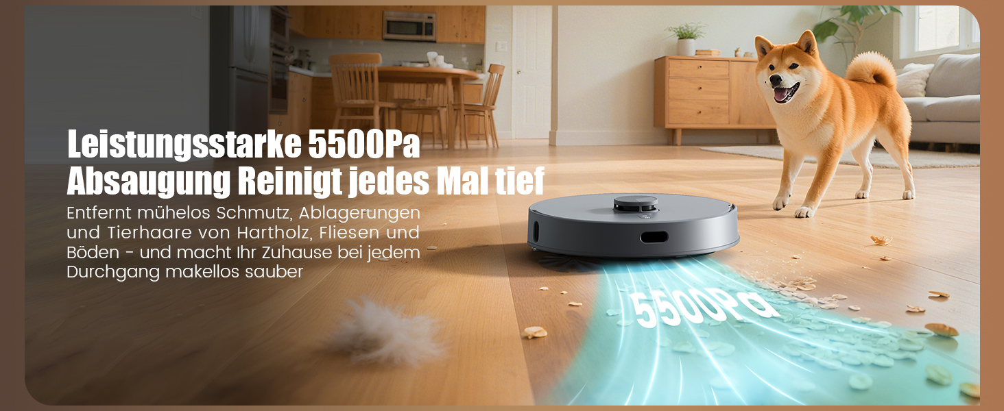 Робот-пилосос AIRROBO T25+ з вологою, LiDAR, 5500Pa, 240хв, керування через додаток, для тварин, чорний