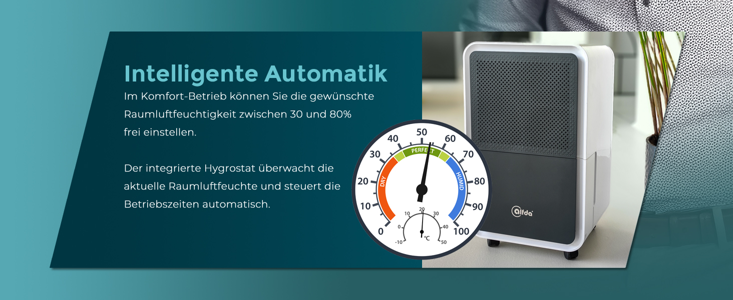 Електричний осушувач повітря AEF2000 - 20 л/день, до 30 м², тихий, з автовимкненням, гігростат, сенсорне дисплеї - для спальні та ванної кімнати