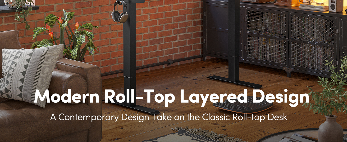 FEZIBO Регульований за висотою електричний стоячий стіл з подвійним ящиком, 120 x 60 см, офісний стіл для дому, стіл-трансформер, комп'ютерний стіл, коричневий 120 × 60 см, коричневий