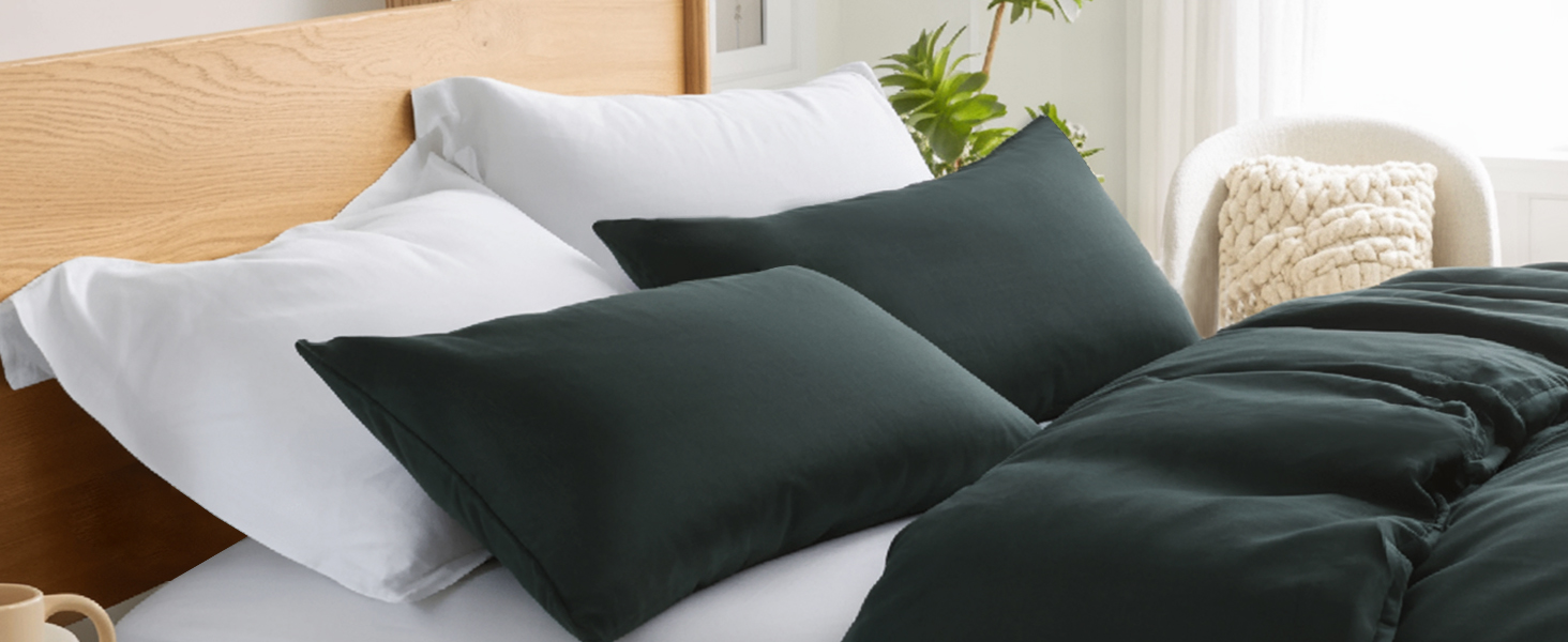 Комплект постільної білизни RUIKASI з бавовни 4 частини - сірий, двоколірний, з замком, 2 шт. (40x80, антрацит, світло-сірий)