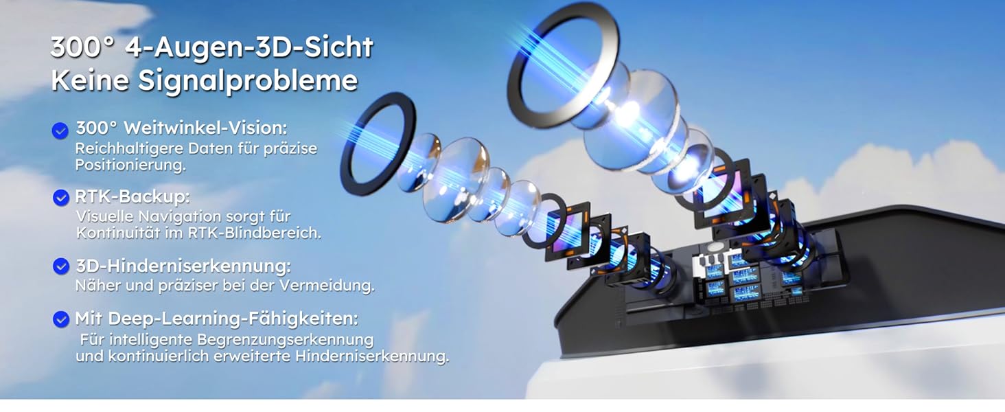 Бездротовий робот-газонокосарка KI Genie600 без обмежувального дроту, RTK+4-камерне бачення, для газонів до 900 м², багатозонне управління, уникнення перешкод