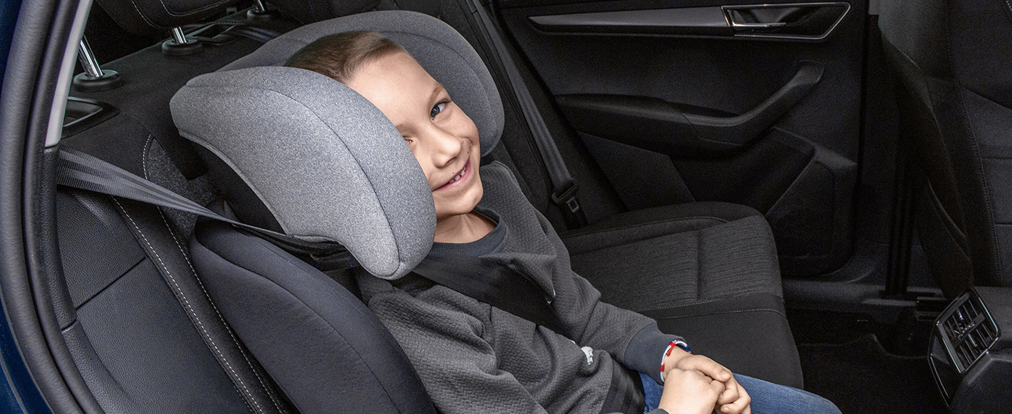 Дитяче автокрісло Booboo Safety Oslo без Isofix приблизно від 3 років, i-Size від 100 до 150 см, бустер зі спинкою - чорно-сірий