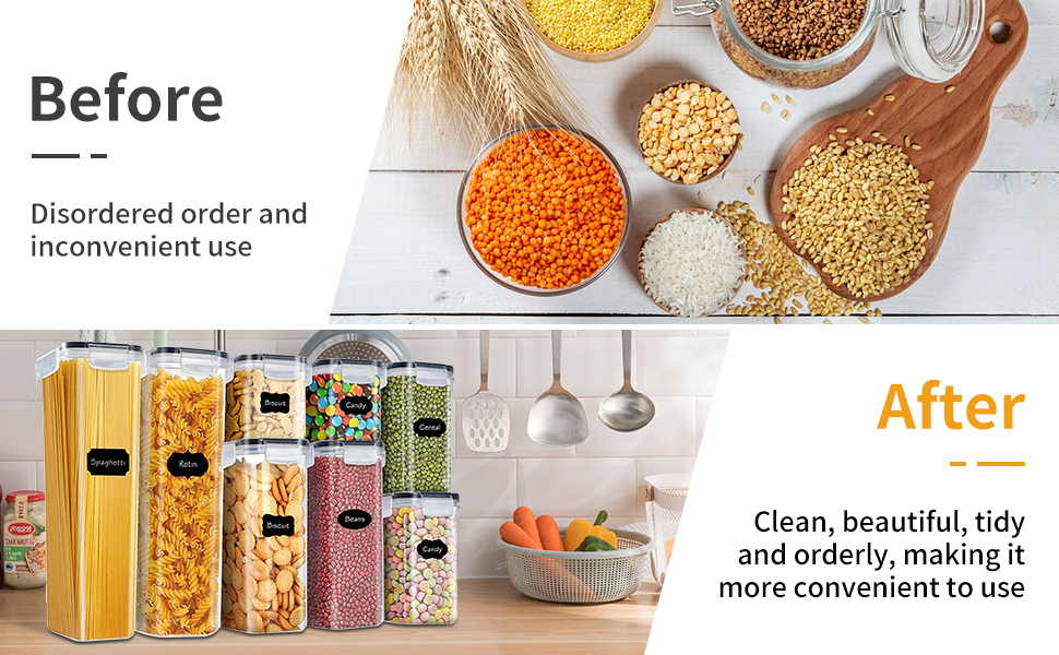 Набір контейнерів для зберігання продуктів, 16 шт. (0.8L+1.4L+2.0L+2.8L), герметичні, BPA-free, для кухні