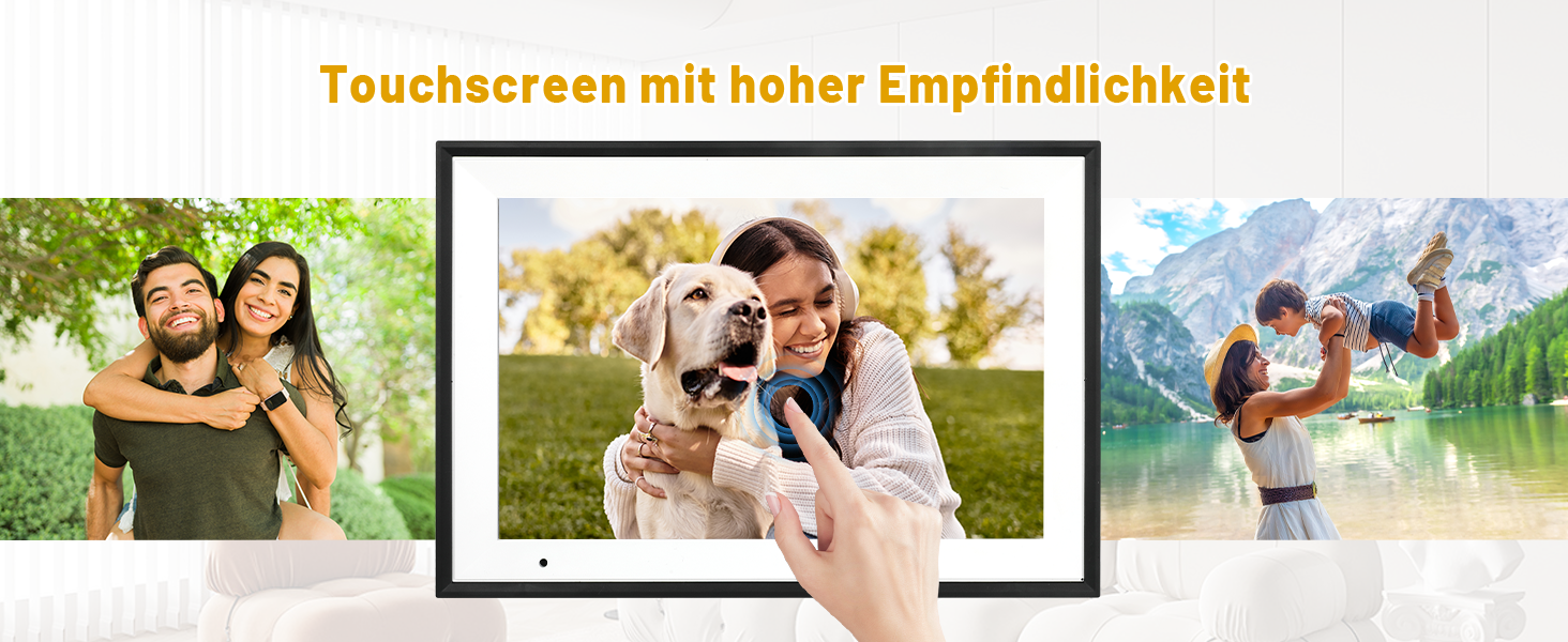 Цифровий фоторамка 10.1 дюйма з Wi-Fi, 32GB, IPS сенсорний екран, автоматичне обертання, чорний колір