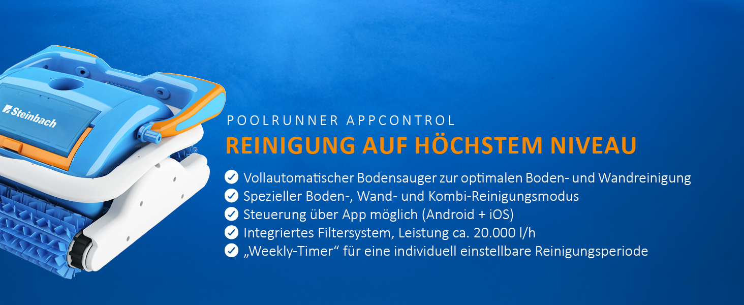 Бездротовий пилосос для басейну Steinbach Poolrunner Battery Basic 2.0, до 10 м², до 60 хв, для солоної води