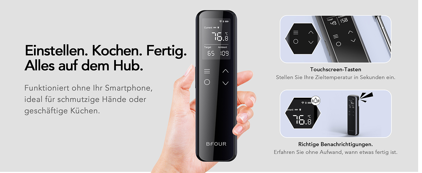 Термометр для м'яса BFOUR WiFi з Bluetooth, 6 сенсорів, з App-керуванням, бездротовий, для гриля та запікання