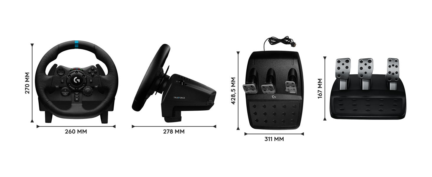 Logitech G923 Racing Wheel: Гоночне кермо для PS5, PS4, PC, Mac - Чорне. TRUEFORCE, 1000Hz, Подвійне зчеплення