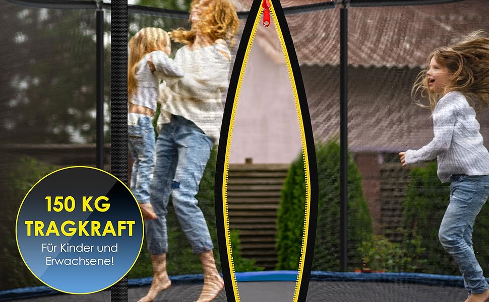 Батут KESSER для дітей та дорослих Ø305 см з сіткою, драбиною, захисним покриттям та сумкою - до 150 кг, блакитний