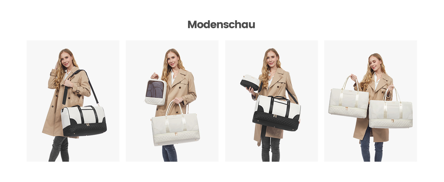 Сумка-мішок LOVEVOOK для подорожей: жіноча дорожня сумка-мішок з відділенням для взуття та мокрих речей, 2 шт. (35л, Beige & Khaki)